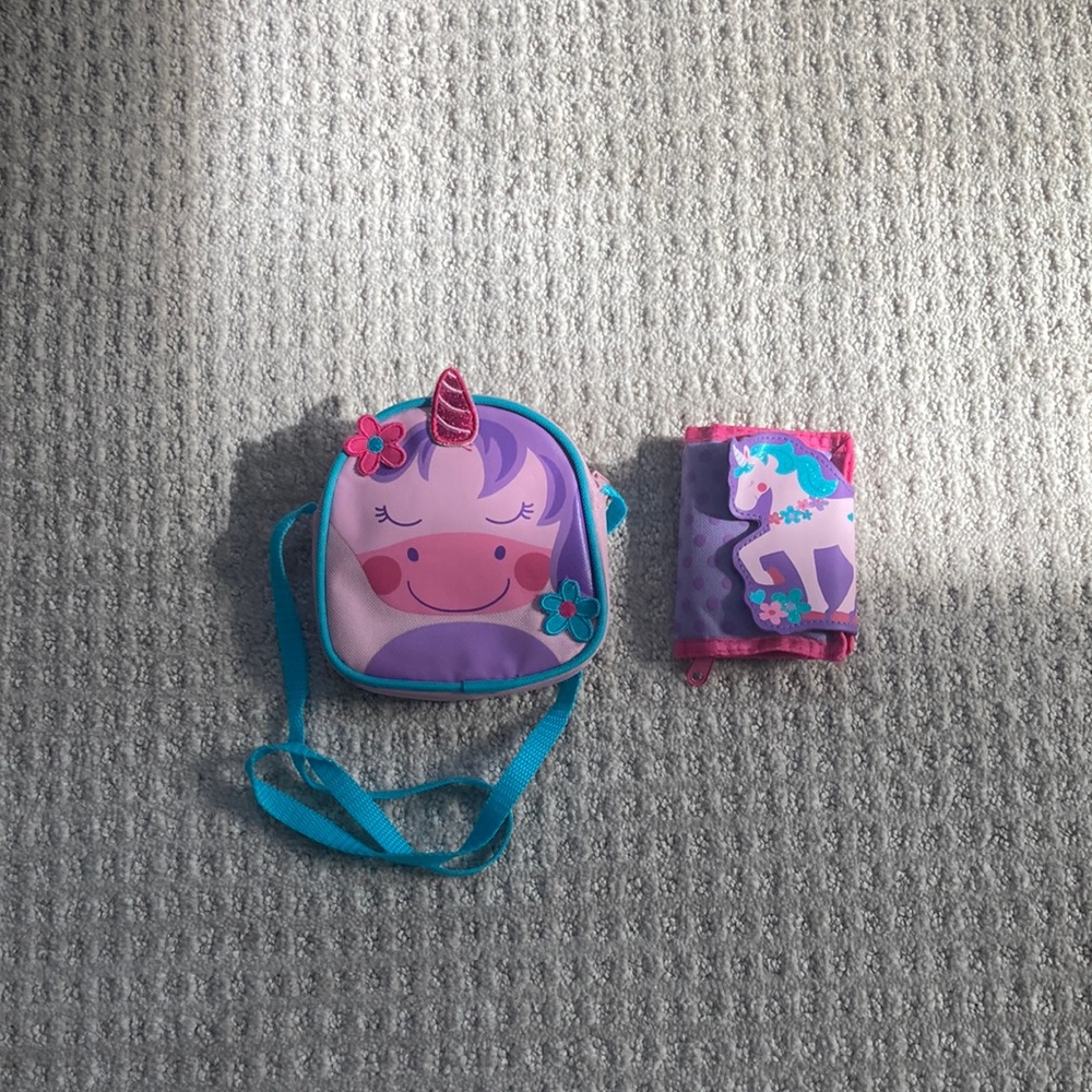 Stephen Joseph Pink and Purple Unicorn Purse with Matching Wallet